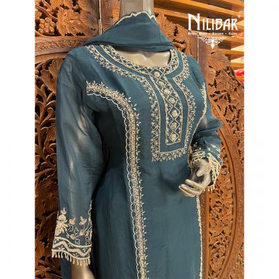 Blue Organza Garara Suit