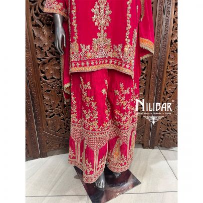 Pink Chinon Palazzo Suit