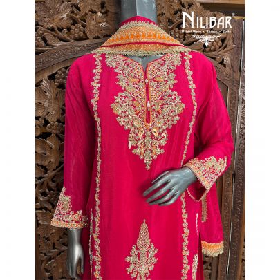 Pink Chinon Palazzo Suit