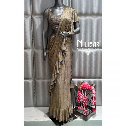 Gray Lycra Drape Saree