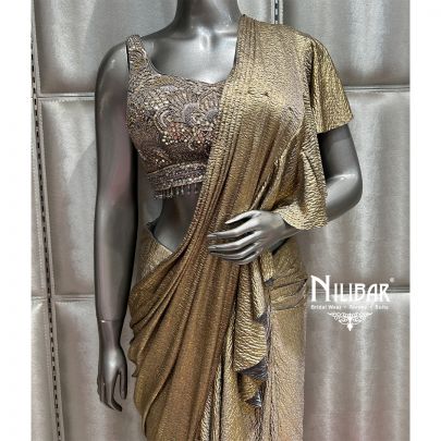 Gray Lycra Drape Saree
