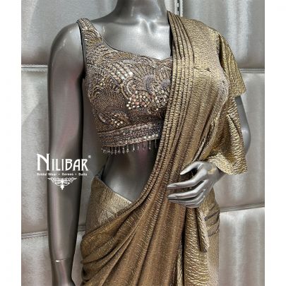 Gray Lycra Drape Saree
