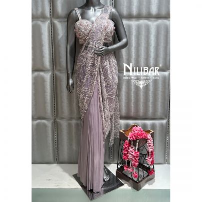 Lilac Net Drape Saree