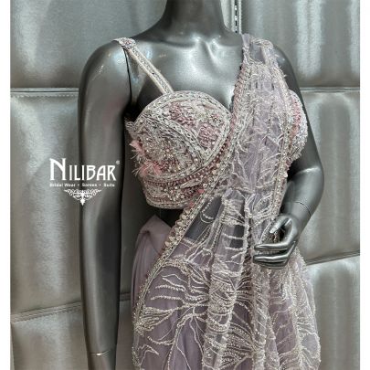 Lilac Net Drape Saree