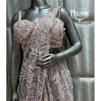 Lilac Net Drape Saree