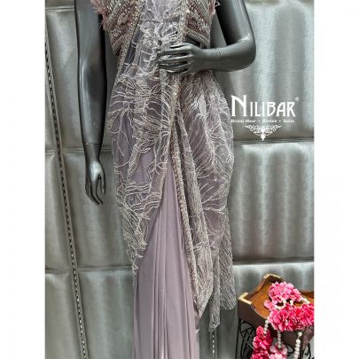 Lilac Net Drape Saree