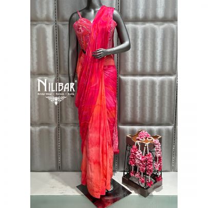 Carrot Crepe Drape Saree