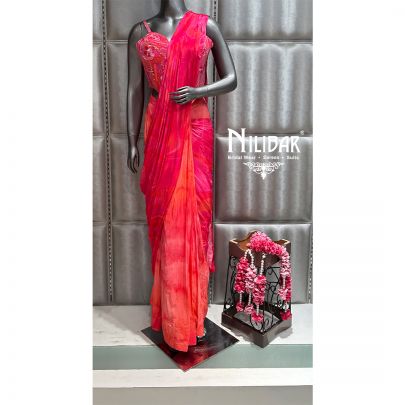 Carrot Crepe Drape Saree