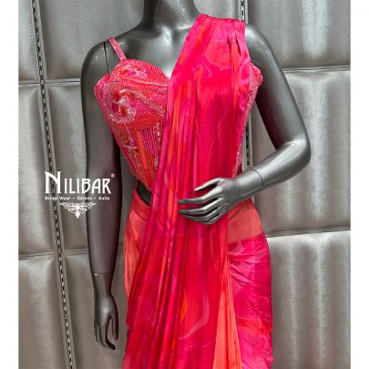Carrot Crepe Drape Saree