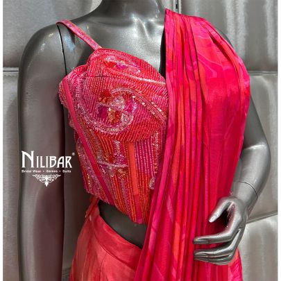 Carrot Crepe Drape Saree