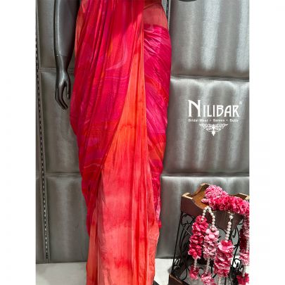 Carrot Crepe Drape Saree