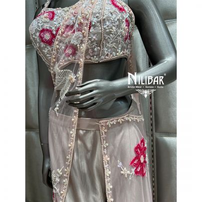 Gray Net Drape Saree