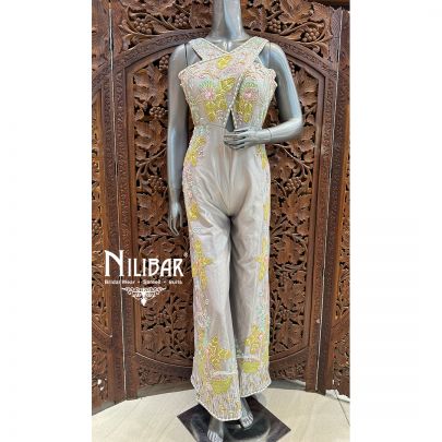 Light Grey Silk Jumpsuit
