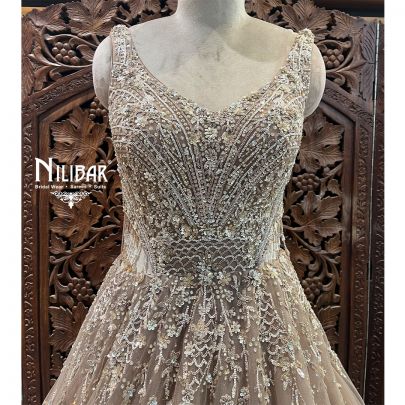 Beige Net Gown