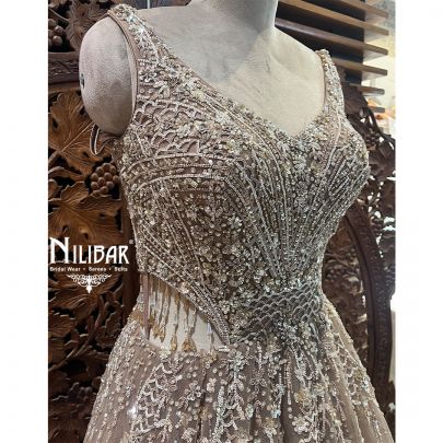 Beige Net Gown
