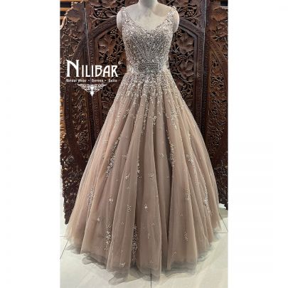 Beige Net Gown