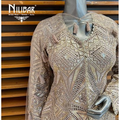 Rose Gold Net Indo-western Suit