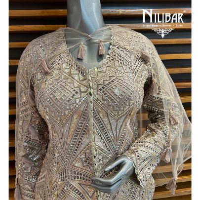 Rose Gold Net Indo-western Suit