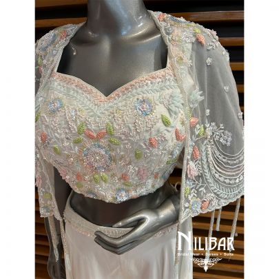 White Crepe Indo-western Suit