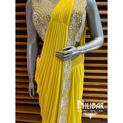 Apple Green Silk Drape Saree