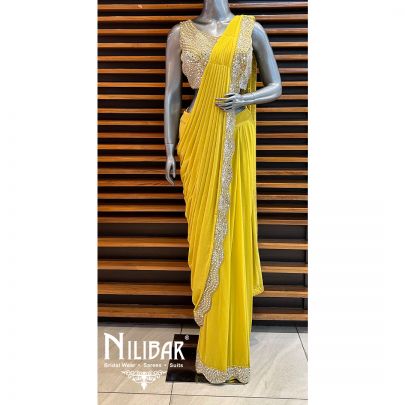 Apple Green Silk Drape Saree
