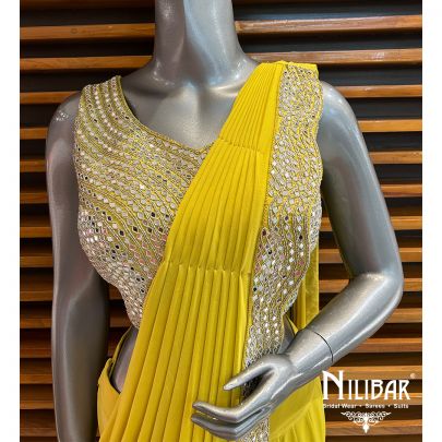 Apple Green Silk Drape Saree