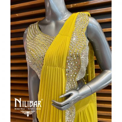 Apple Green Silk Drape Saree