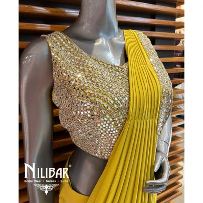 Apple Green Silk Drape Saree