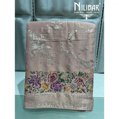 Pink Lame Unstitched Embroidered Suit