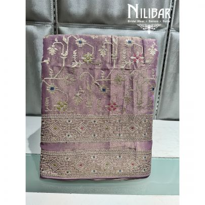 Purple Lame Unstitched Embroidered Suit