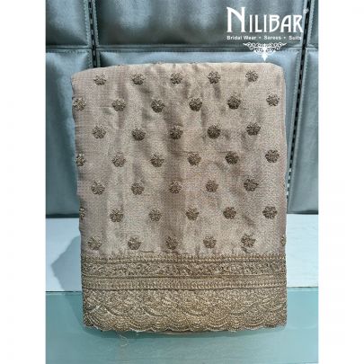 Beige Lame Unstitched Embroidered Suit