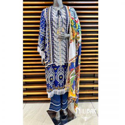 Blue Cotton Palazzo Suit