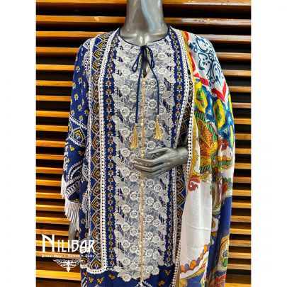 Blue Cotton Palazzo Suit