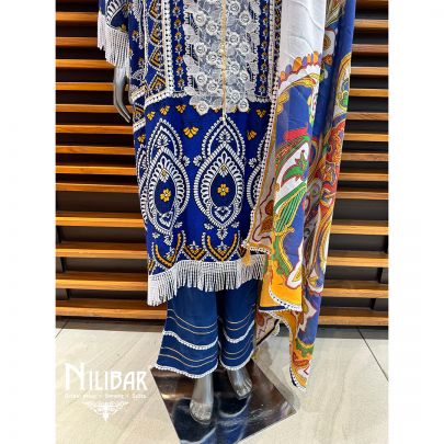 Blue Cotton Palazzo Suit