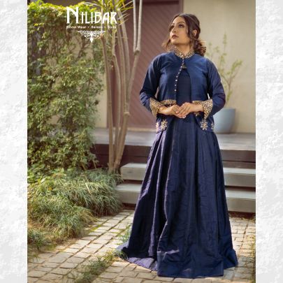 Navy Blue Gown with Jacket