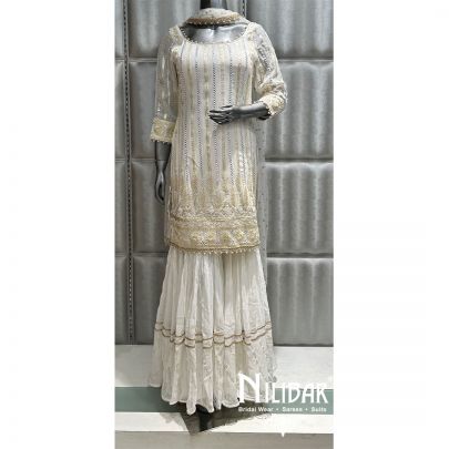 White Georgette Sequin Garara Suit