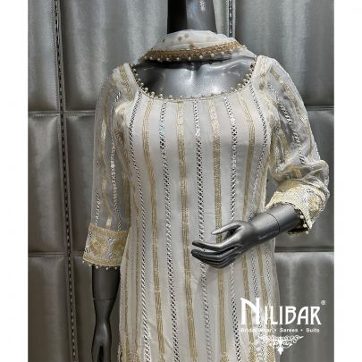 White Georgette Sequin Garara Suit