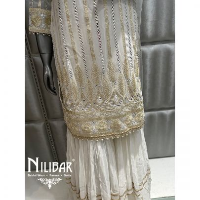 White Georgette Sequin Garara Suit