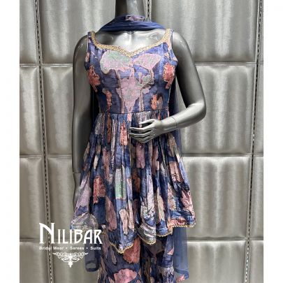 Purple Chinon Sequin Garara Suit