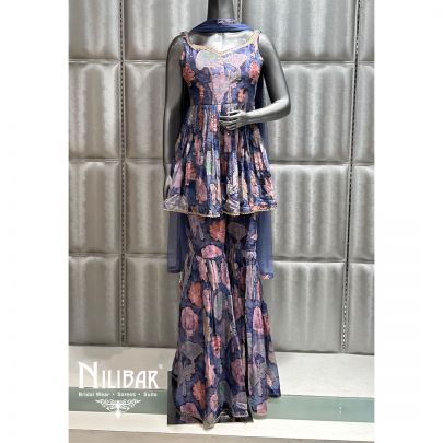 Purple Chinon Sequin Garara Suit