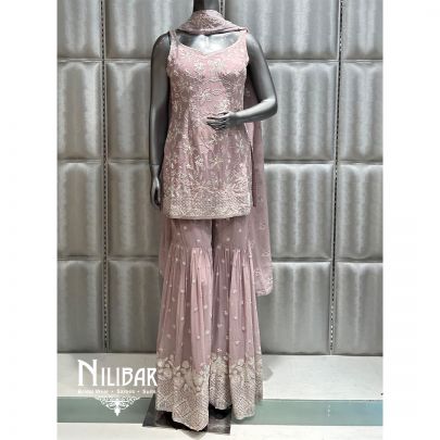 Lilac Georgette Sequin Garara Suit