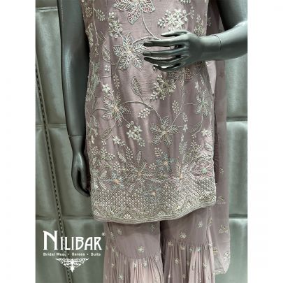 Lilac Georgette Sequin Garara Suit