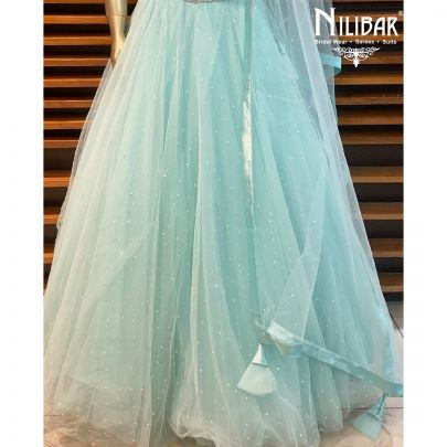 Pale Turquoise Net Lehenga