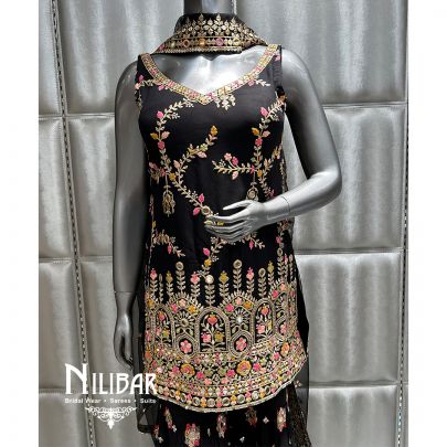 Black Georgette Sequin Garara Suit