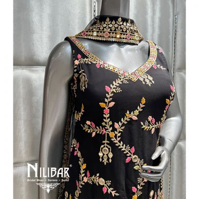 Black Georgette Sequin Garara Suit