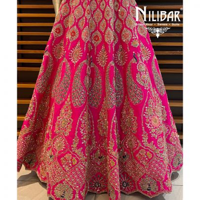 Hot Pink Raw Silk Bridal Lehenga
