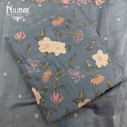 Ice Blue Mul Shirt Paired With Cotton Bottom & Dupatta