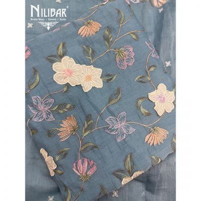 Ice Blue Mul Shirt Paired With Cotton Bottom & Dupatta