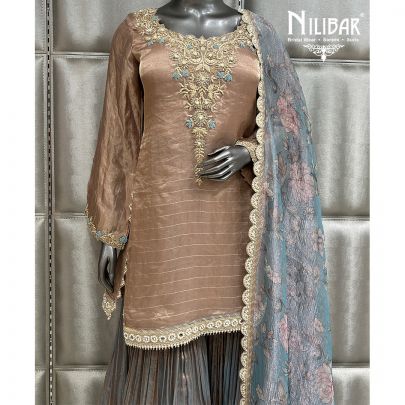 Champagne Gold Lamé Tissue Flared Palazzo Suit