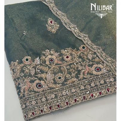 Peacock Green Lamé Tissue Unstitched Suit
